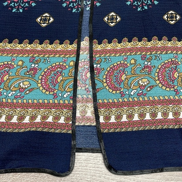 Melrose And Market Navy Blue Print Open Front Kimono One Size - Picture 11 of 16